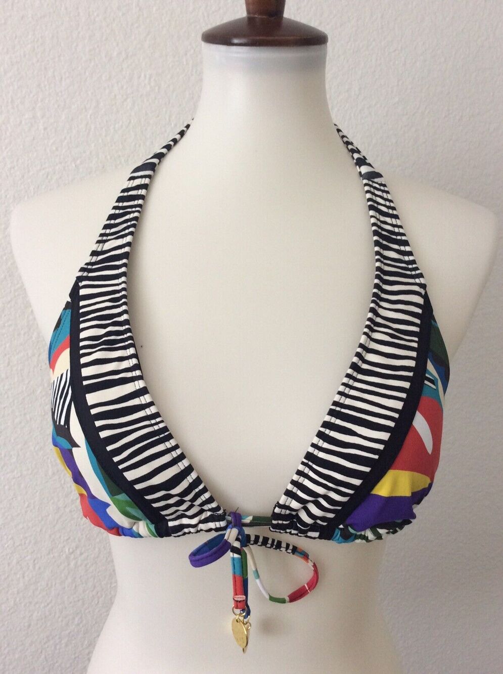 Bleu Rod Beattie Bikini Triangle Top Striped Geometric Swimwear
